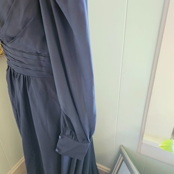 Navy Blue Chiffon Formal Dress, Wedding, Prom, Bridesmaid, Party, Evening, Opera - Picture 13 of 16